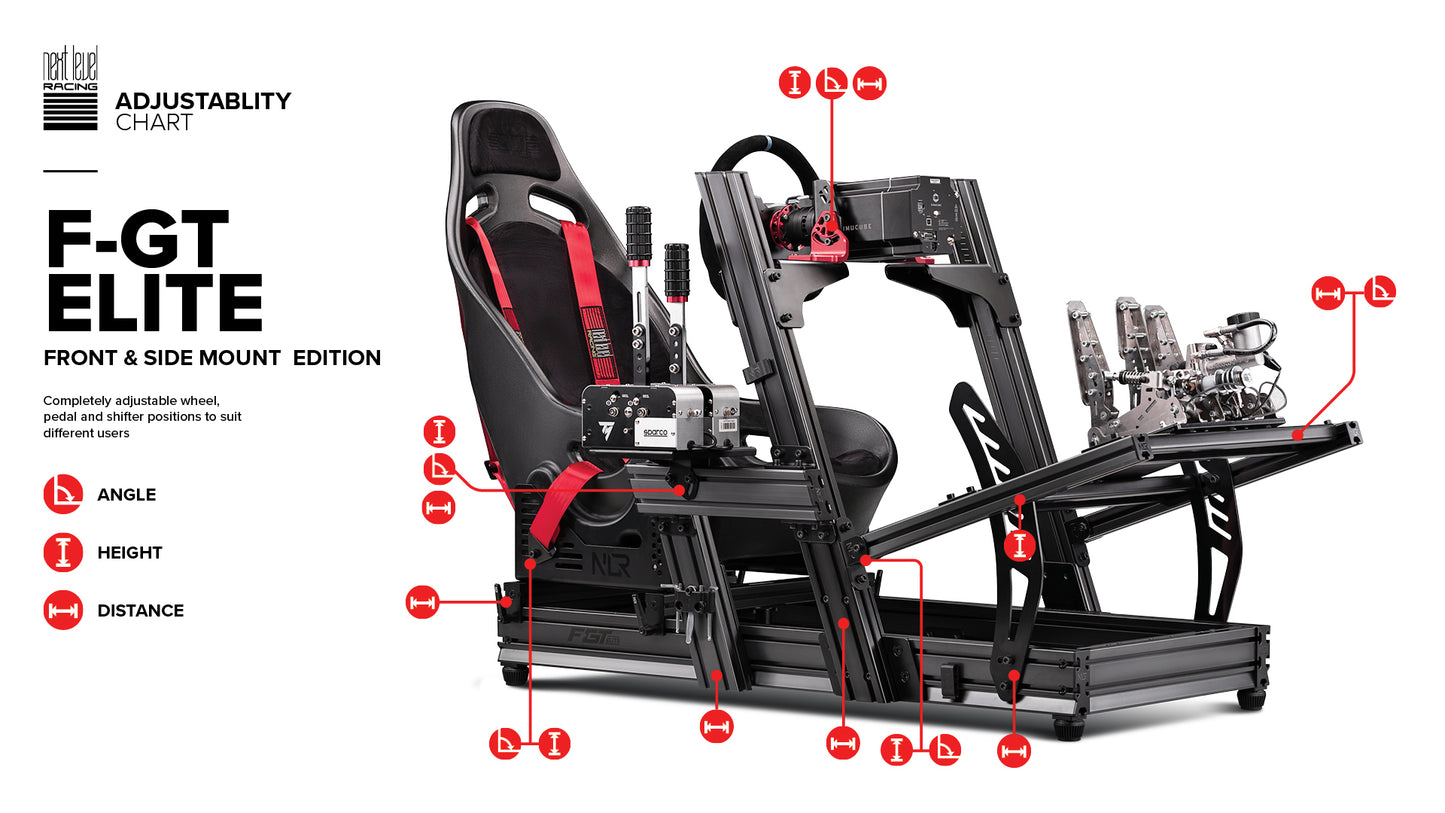 Next Level Racing Aluminum F-GT Elite Cockpit Front & Side Mount Edition