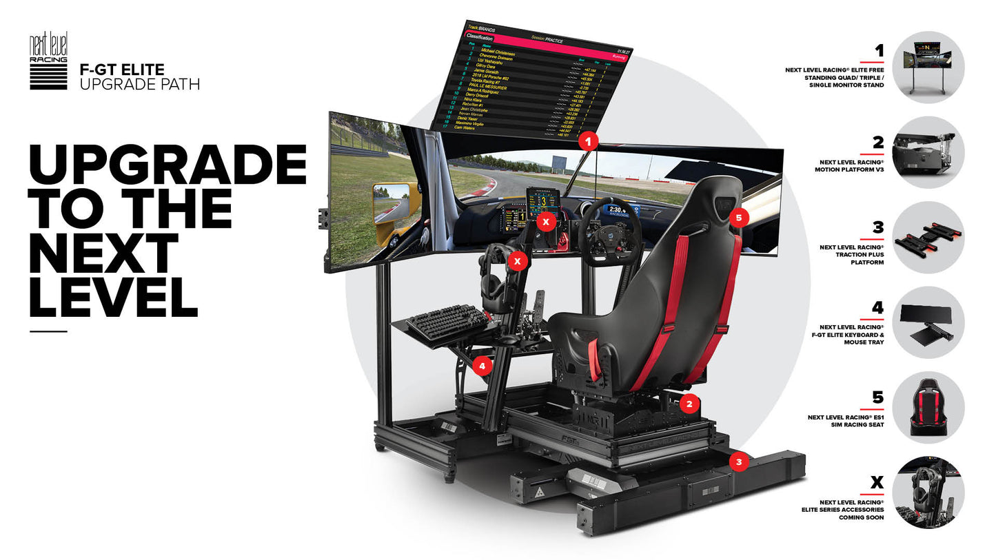 Next Level Racing Aluminum F-GT Elite Cockpit Front & Side Mount Edition