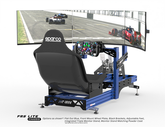 Pit Lane Sim Racing FRS Lite Chassis - Flat Out Blue - Triple Stand