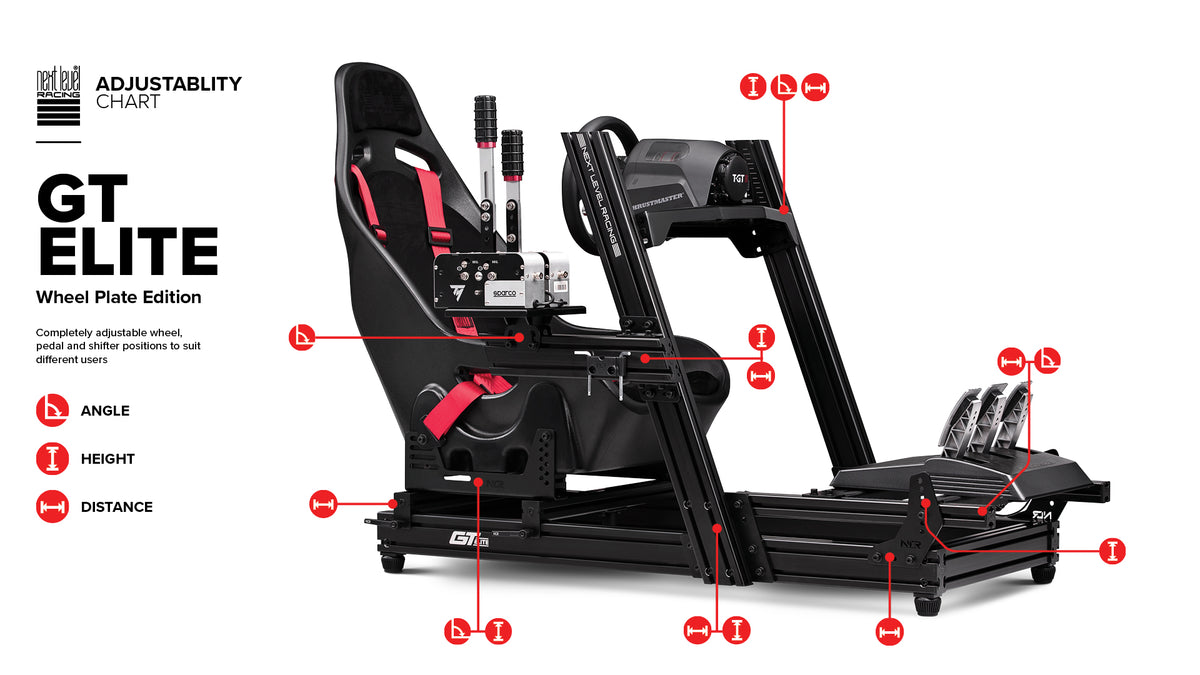 Next Level Racing Setup NEXT LEVEL RACING GT Elite Aluminum 8020 Cockpit Wheel Plate Edition ...