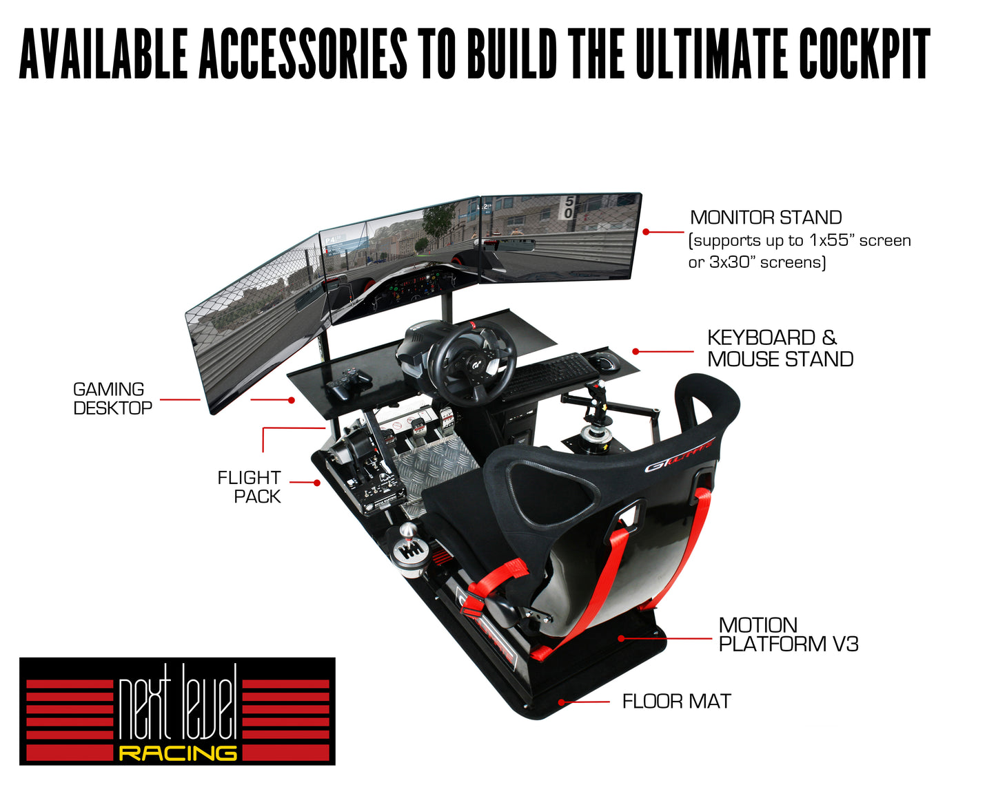 Next Level Racing GTUltimate V2 Racing Simulator Cockpit
